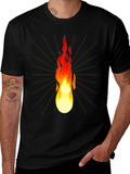 Flaming Lightbulb Graphic Tee - Unique Design