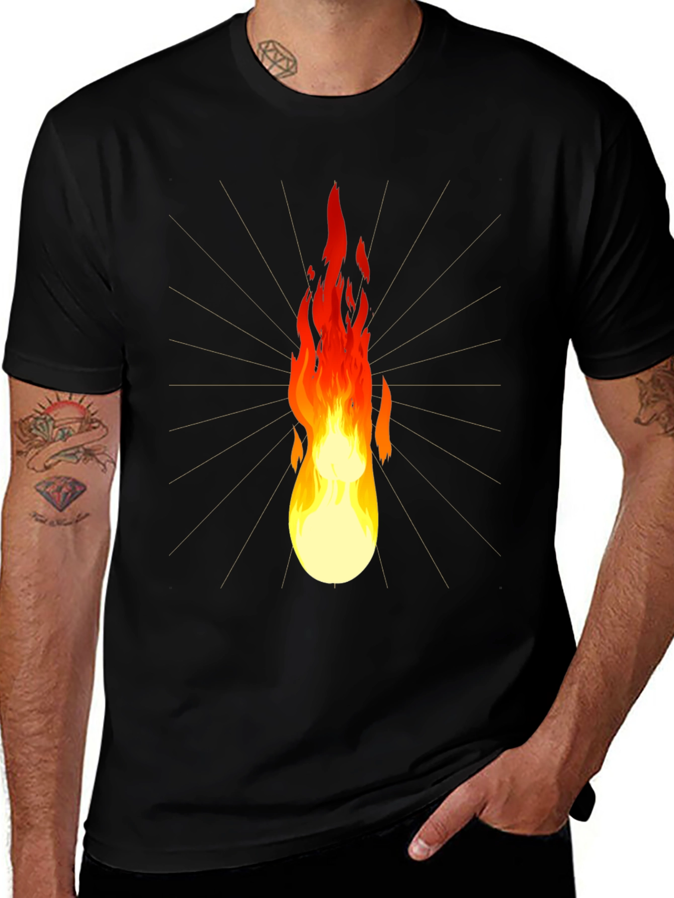 Flaming Lightbulb Graphic Tee - Unique Design