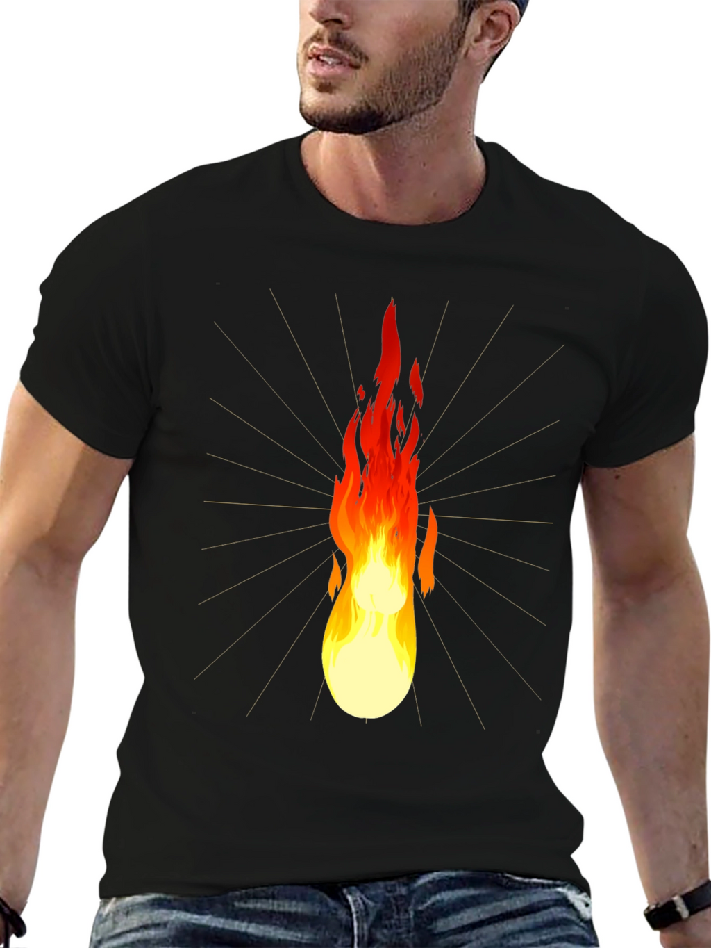Flaming Lightbulb Graphic Tee - Unique Design
