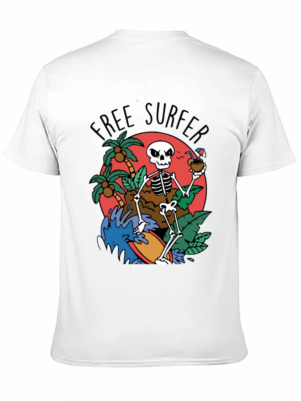 Free Surfer Skeleton Graphic T-Shirt