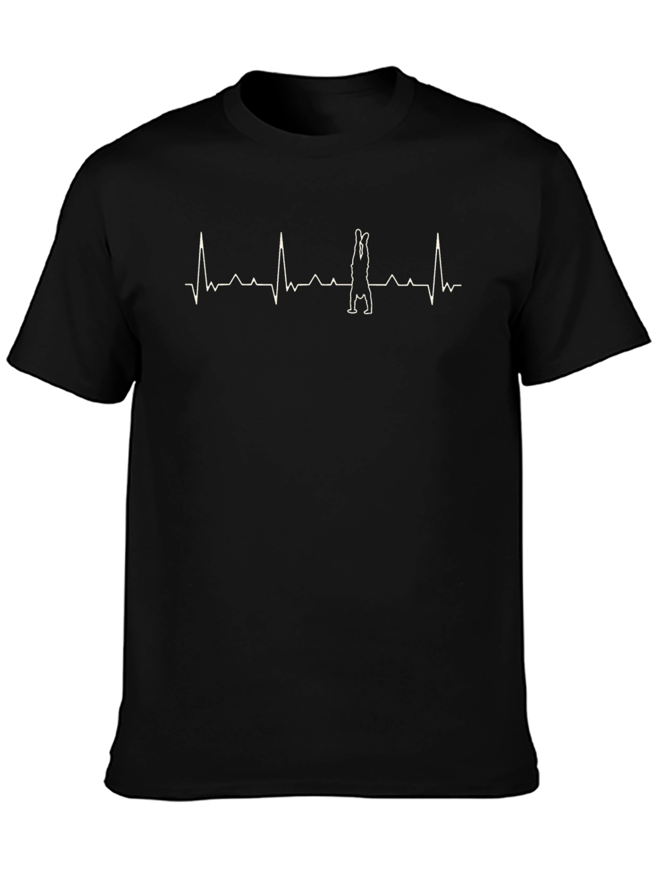 Yoga Handstand Heartbeat Graphic Tee - Black