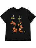 Floral Print Black Graphic Tee