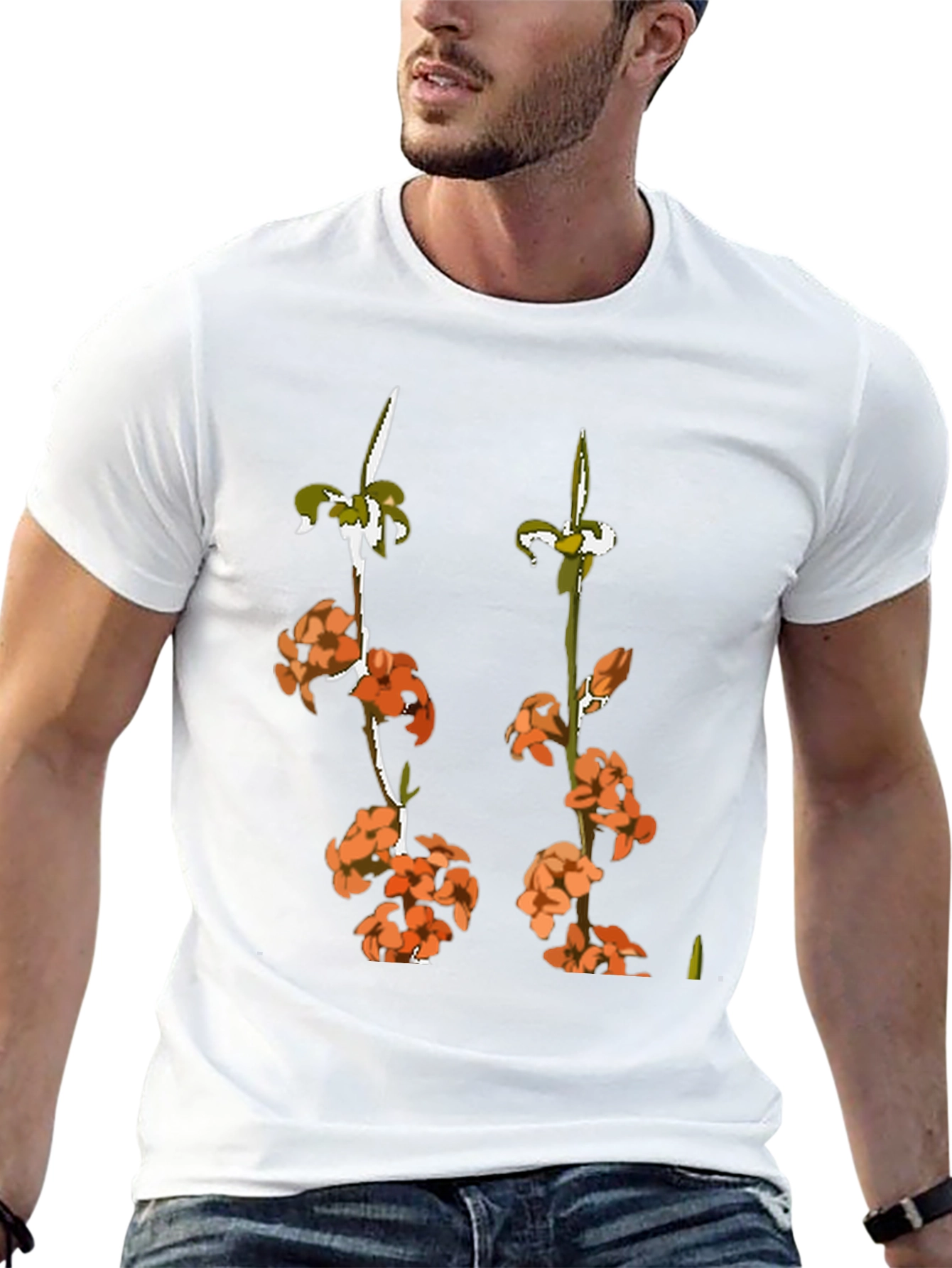 Floral Print Black Graphic Tee