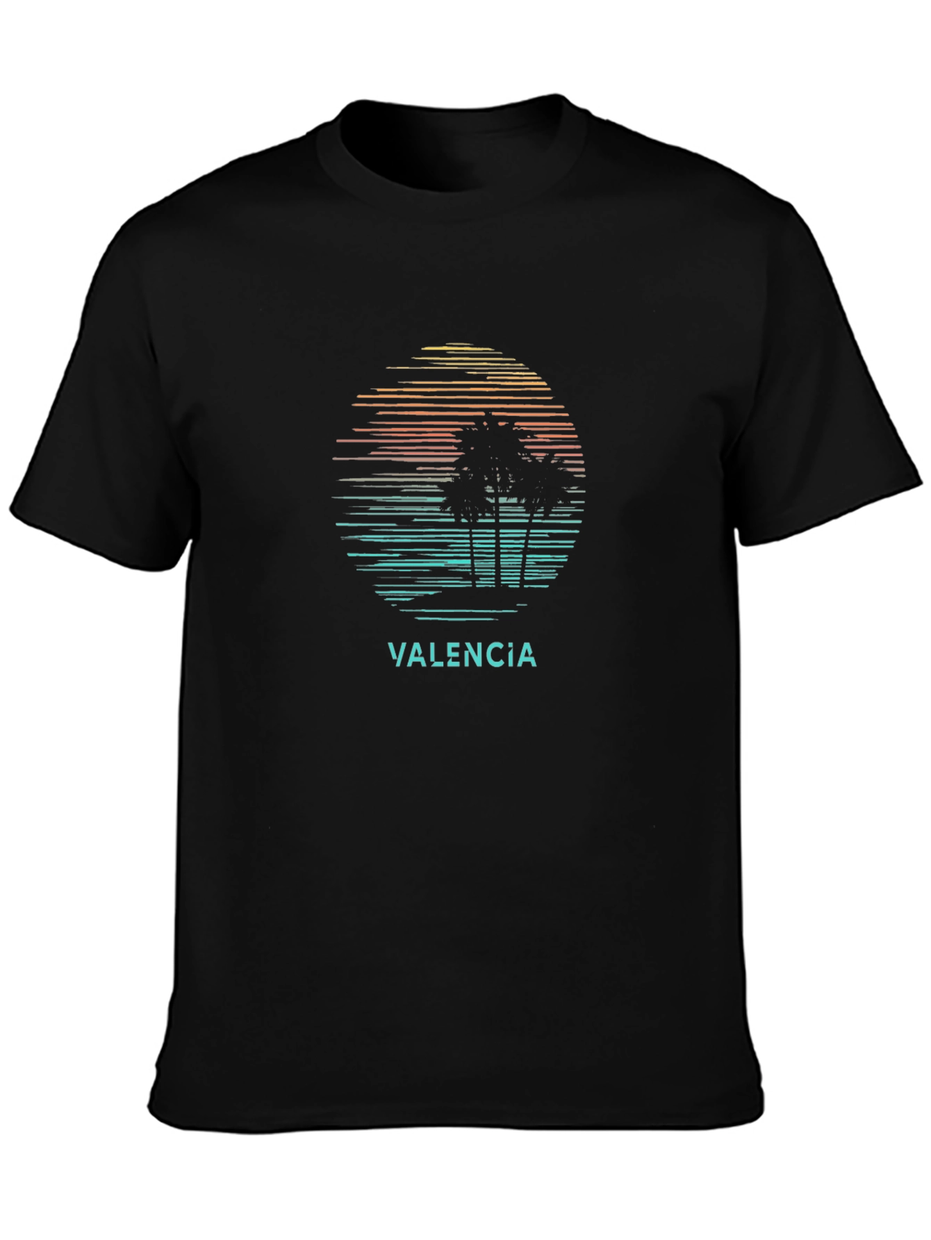 Valencia Palm Sunset Graphic Tee - Black