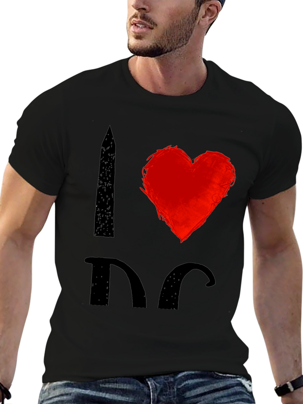 I Love DC T-Shirt Black Cotton Graphic Tee