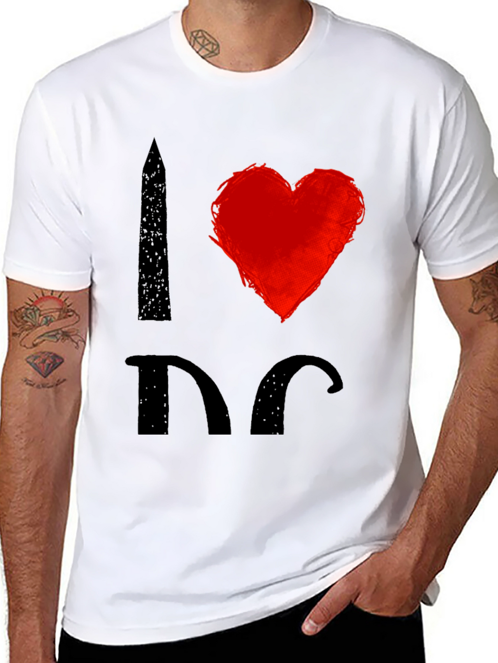 I Love DC T-Shirt Black Cotton Graphic Tee