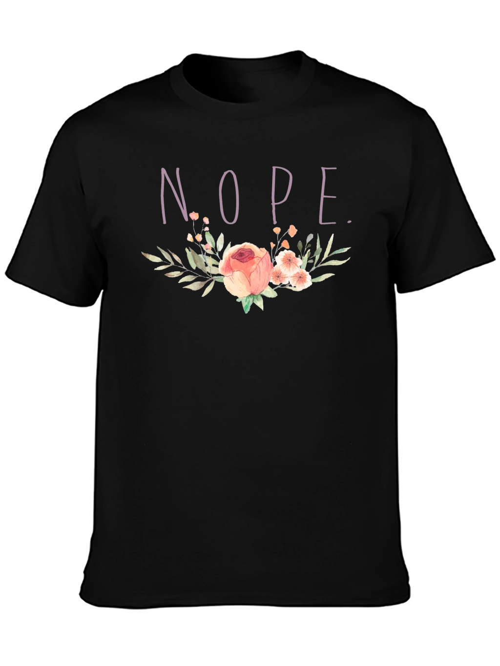 Floral NOPE. T-Shirt - Black Cotton Tee