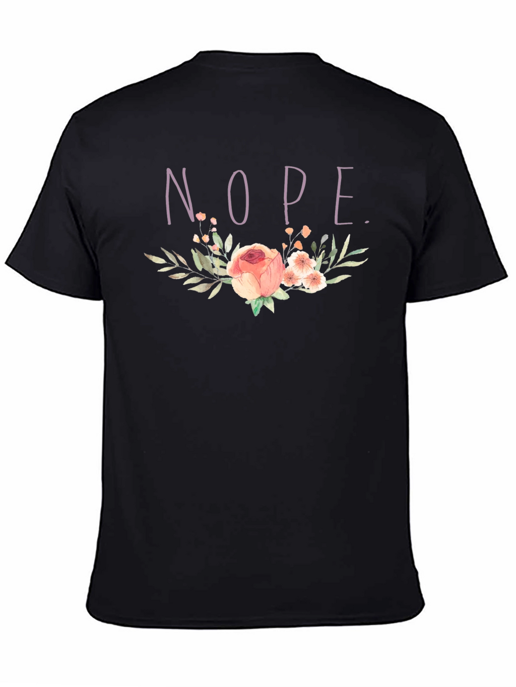 Floral NOPE. T-Shirt - Black Cotton Tee