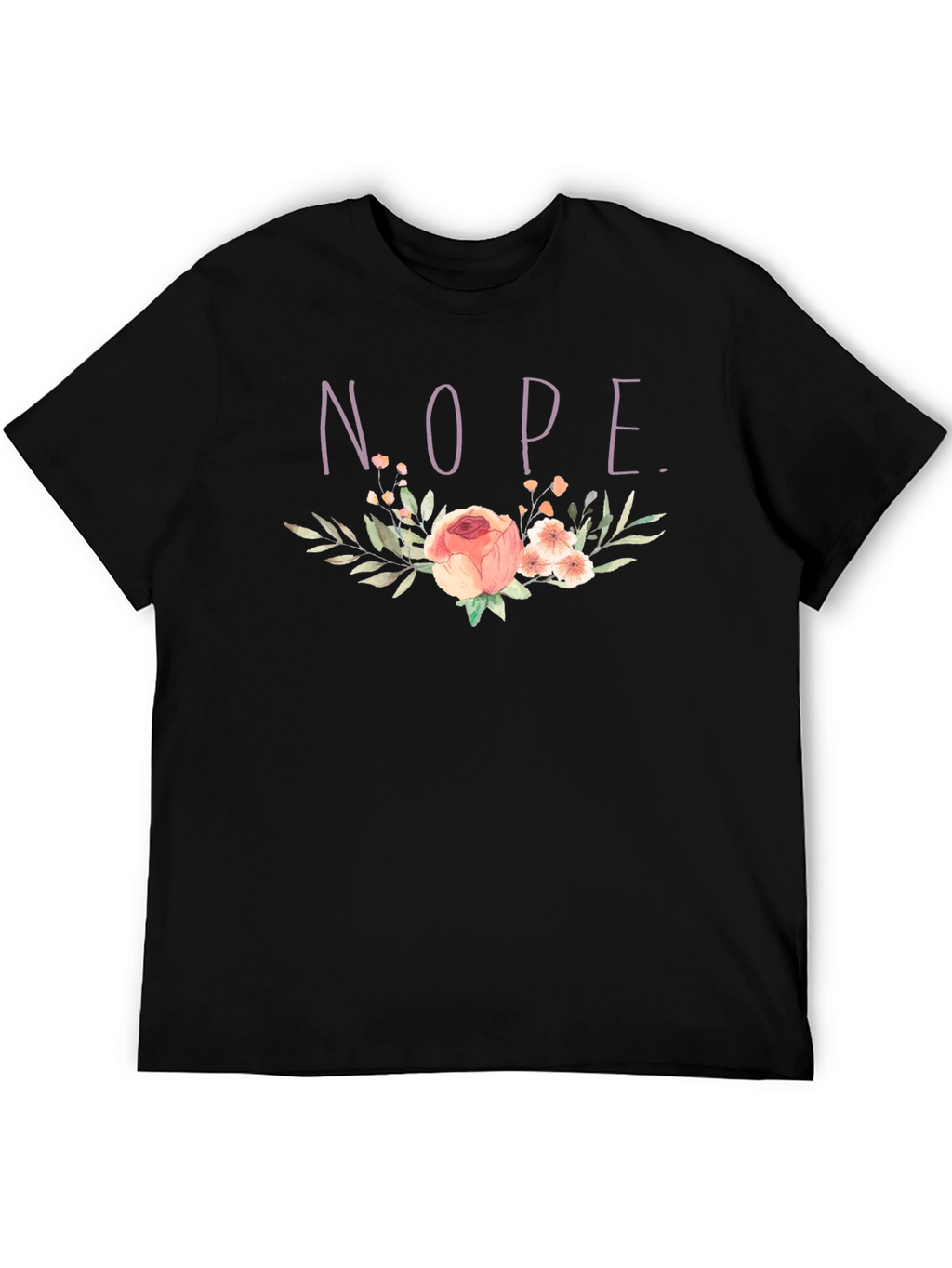 Floral NOPE. T-Shirt - Black Cotton Tee
