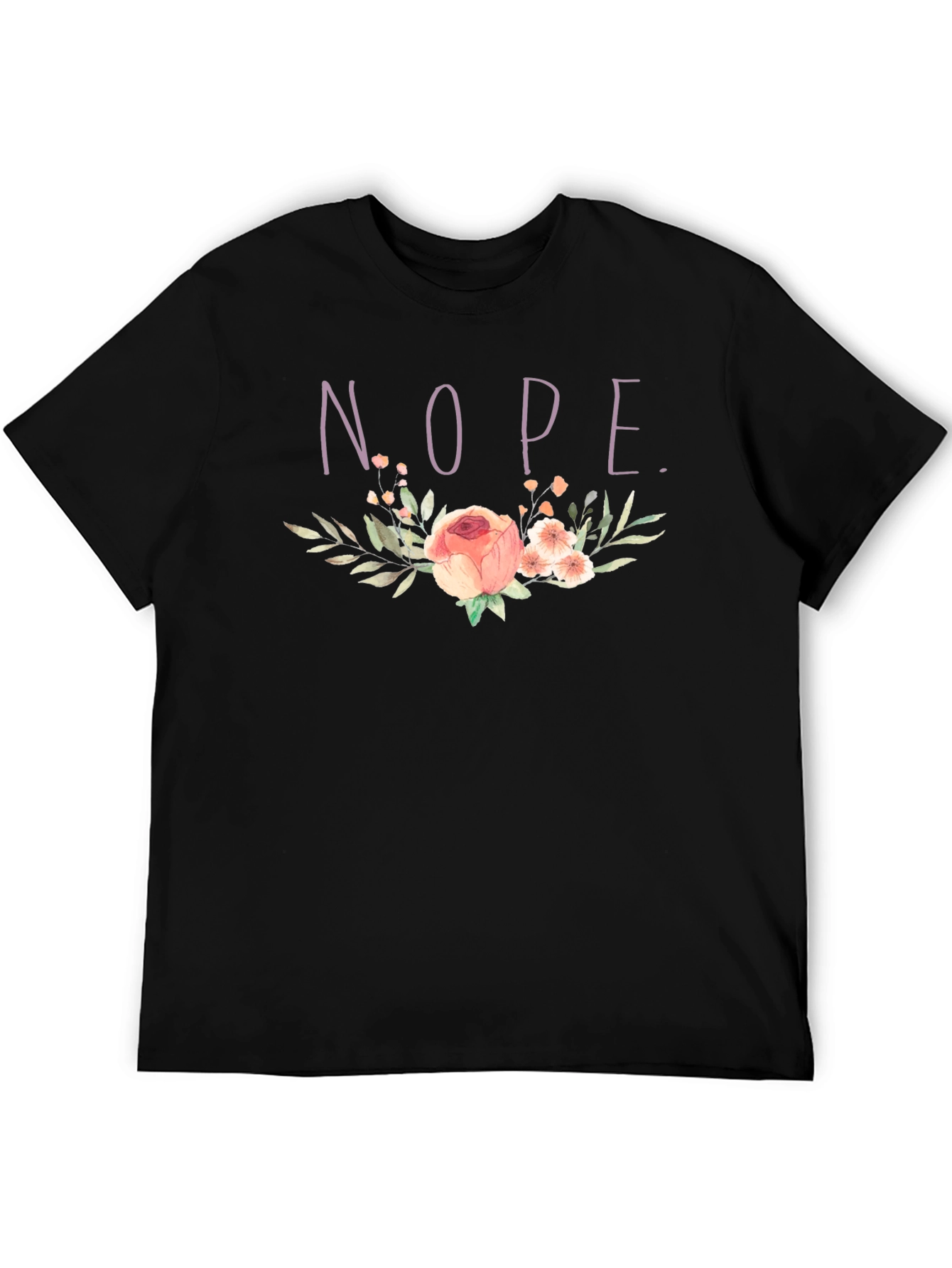 Floral NOPE. T-Shirt - Black Cotton Tee