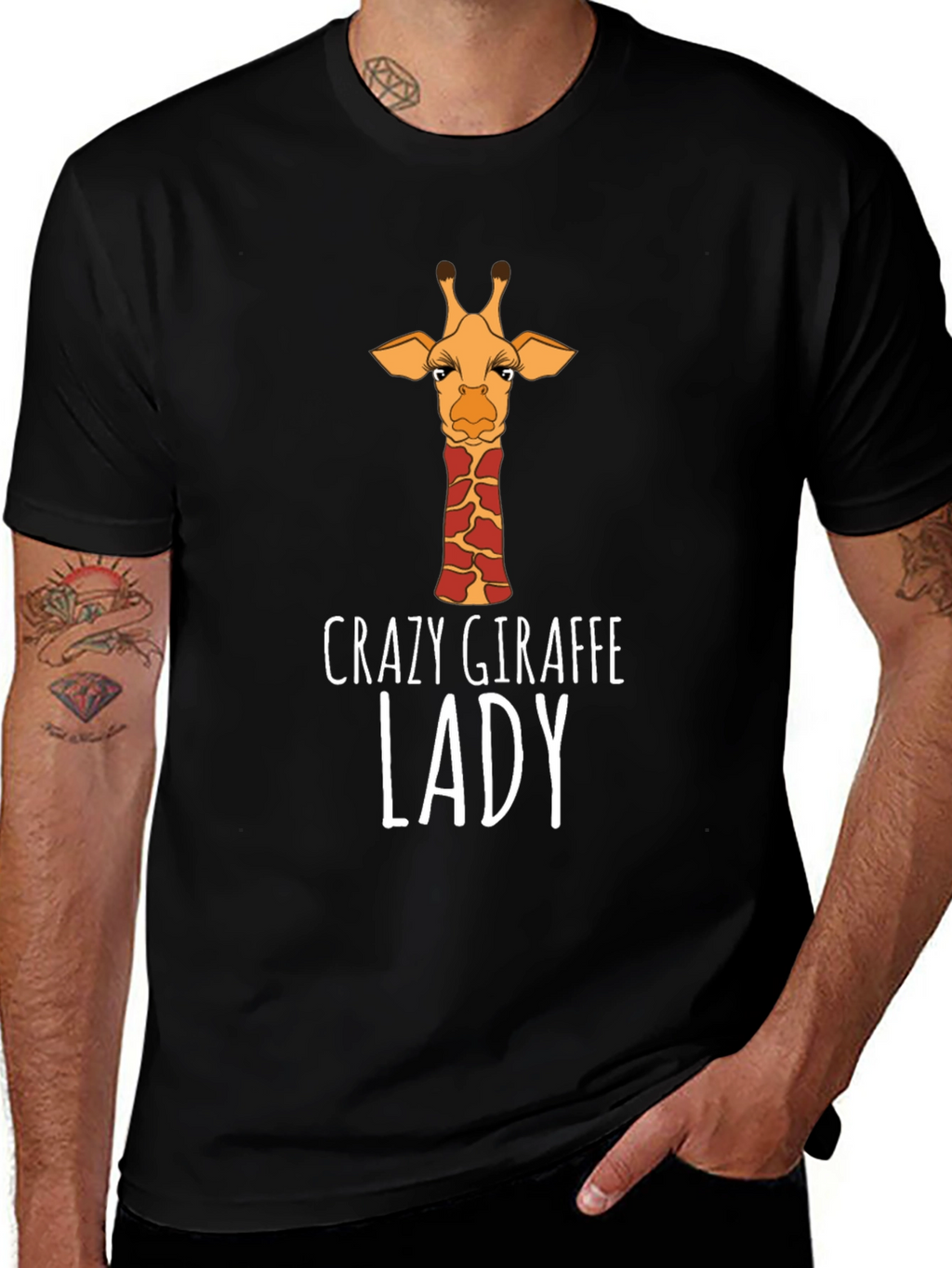 Crazy Giraffe Lady T-Shirt - Black