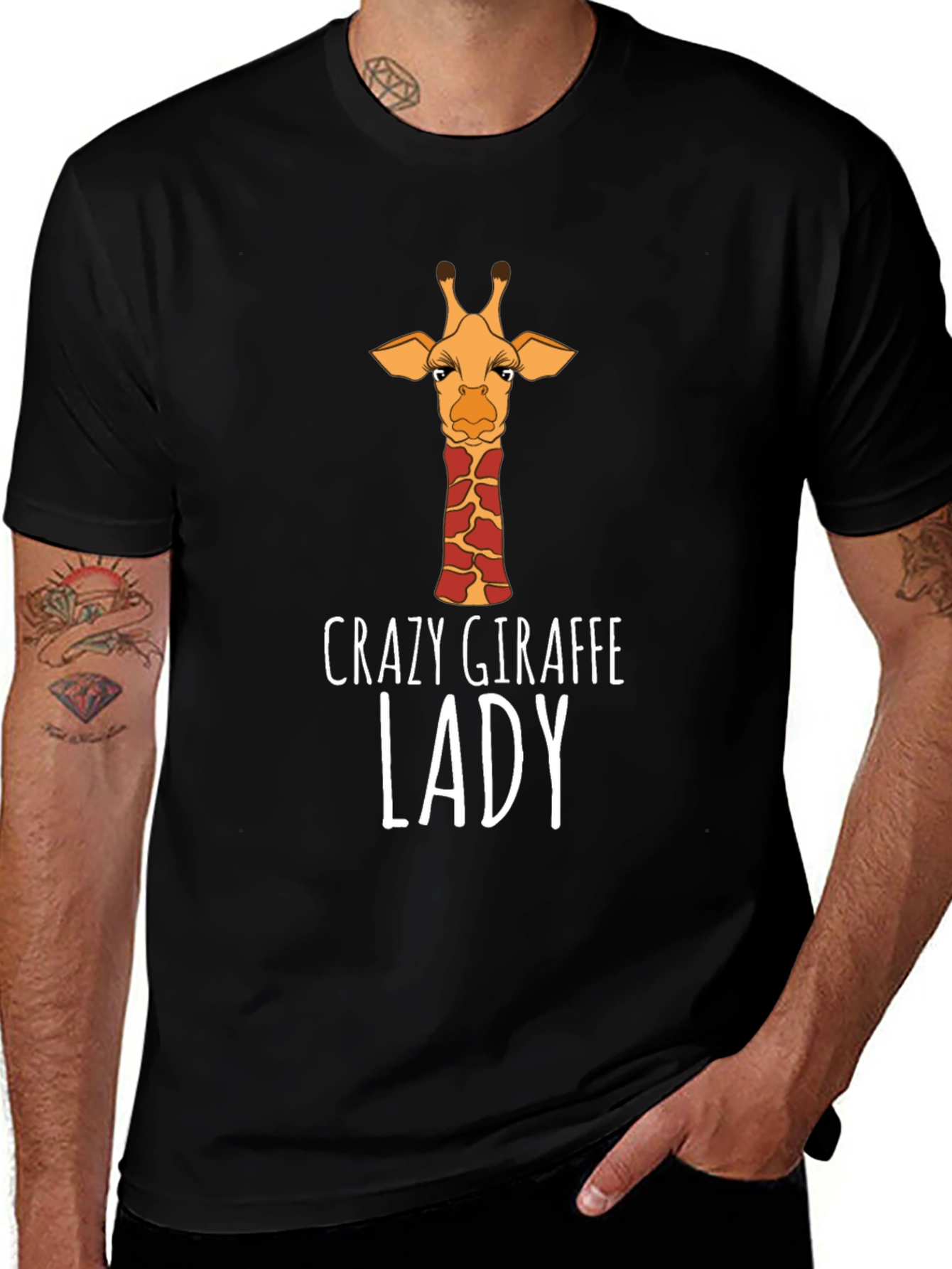 Crazy Giraffe Lady T-Shirt - Black