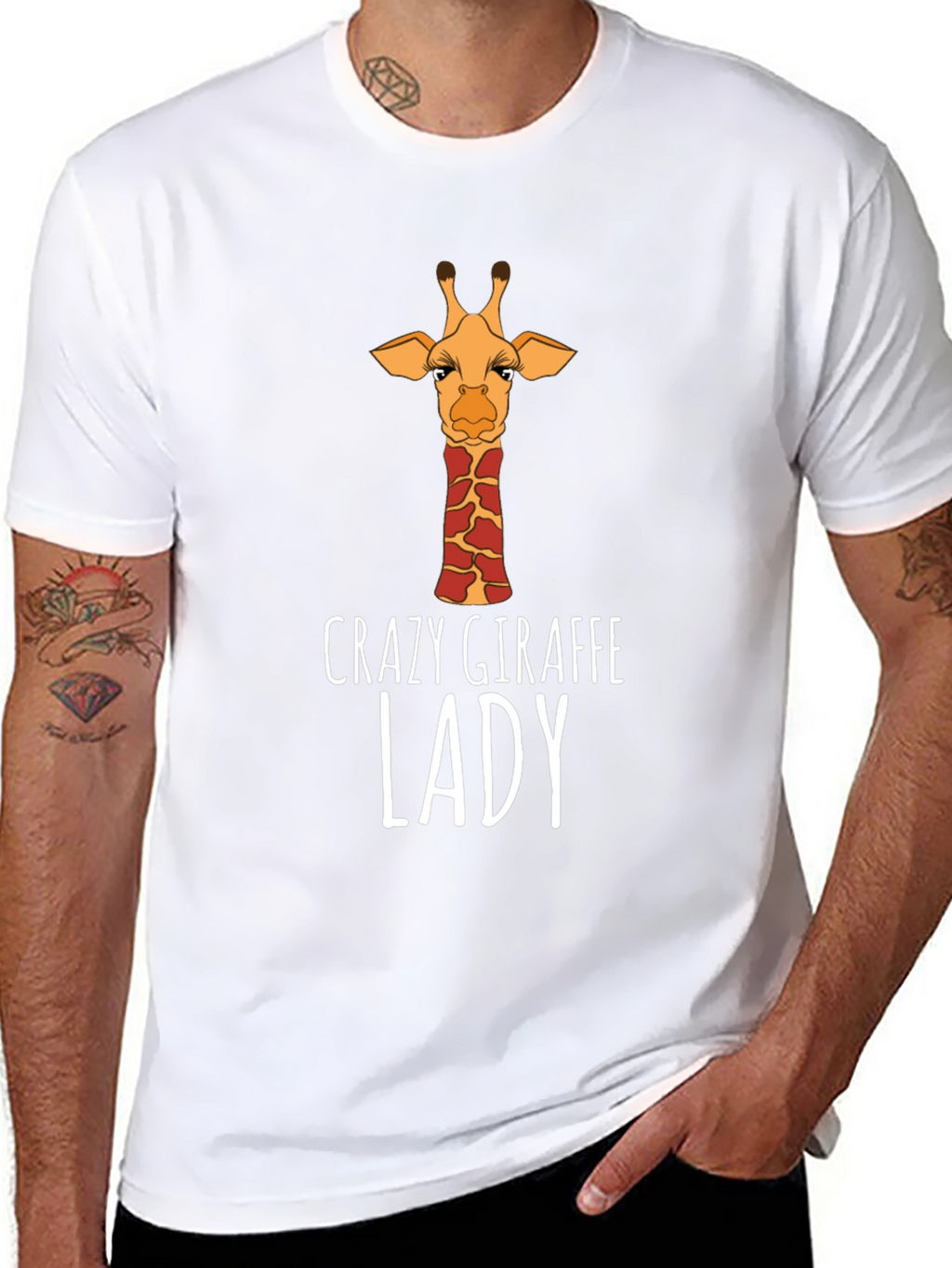 Crazy Giraffe Lady T-Shirt - Black
