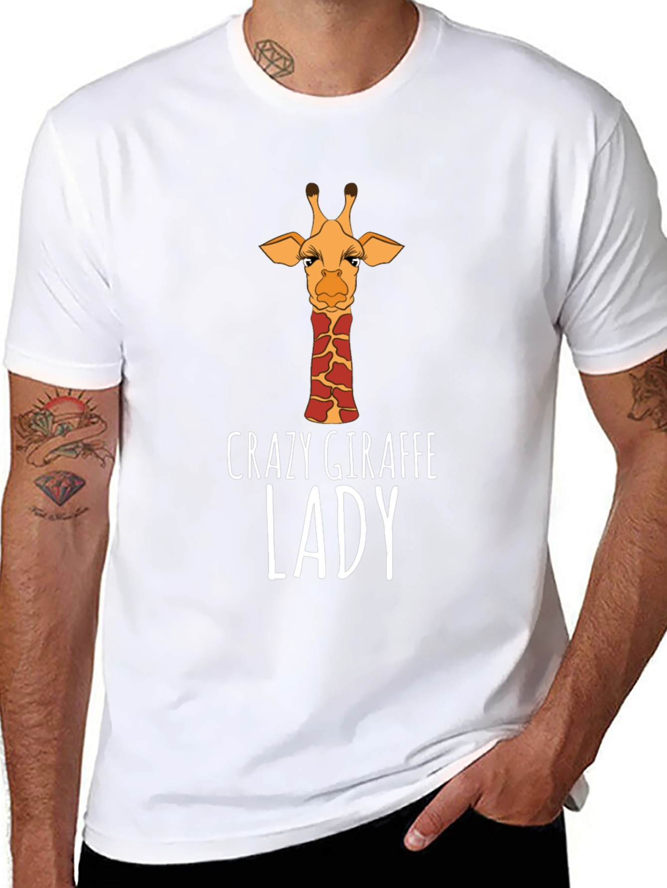 Crazy Giraffe Lady T-Shirt - Black