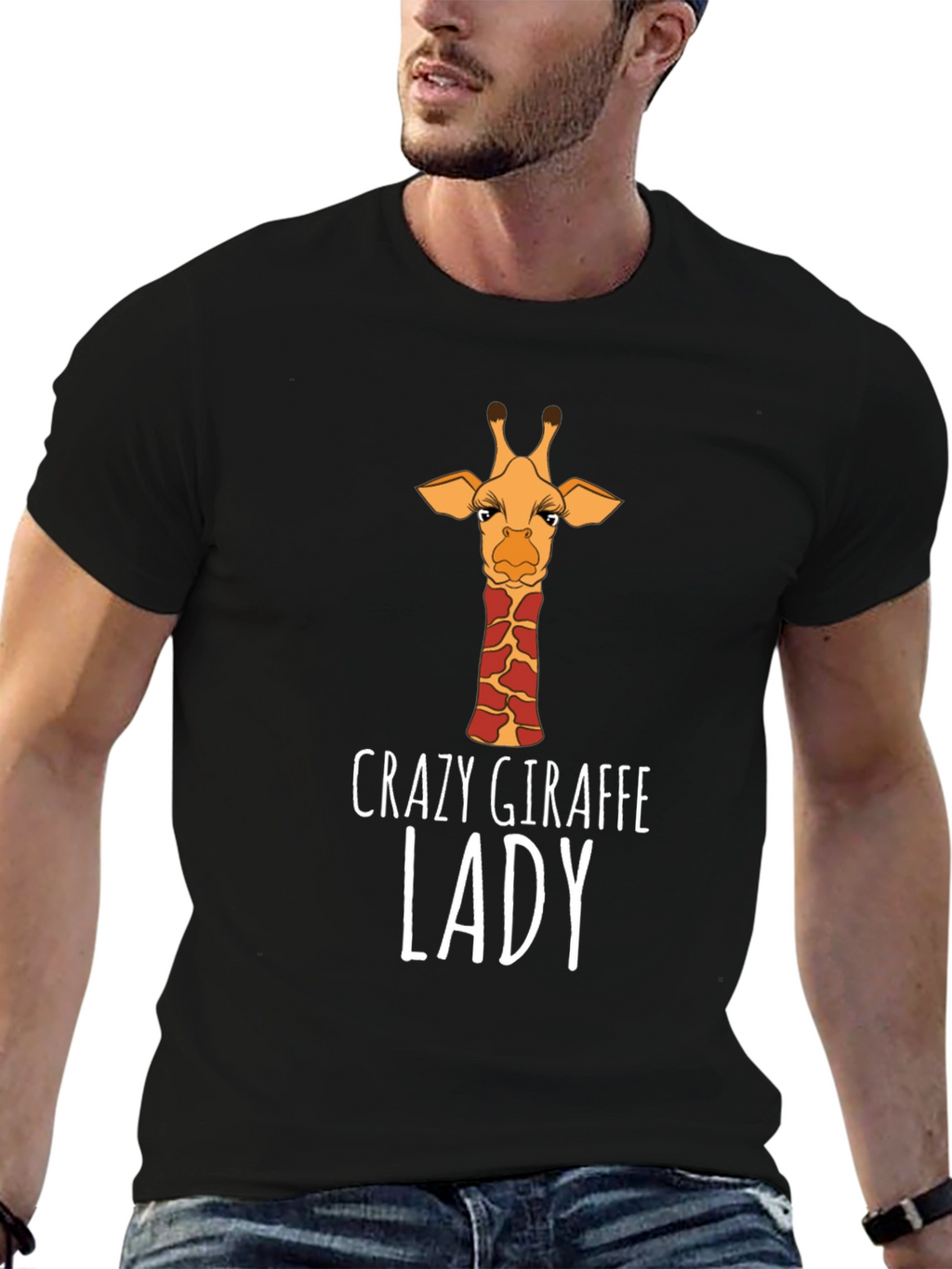 Crazy Giraffe Lady T-Shirt - Black