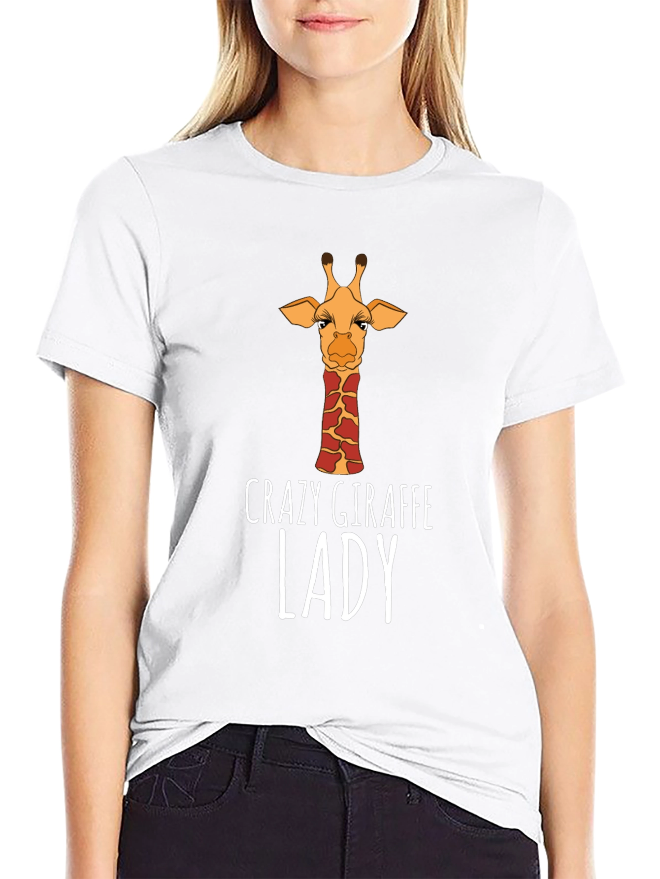 Crazy Giraffe Lady T-Shirt - Black