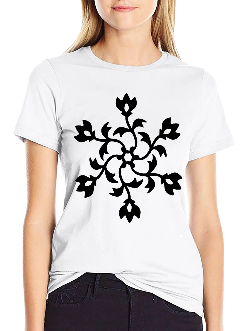 Black Floral Graphic Tee - Modern Casual Wear