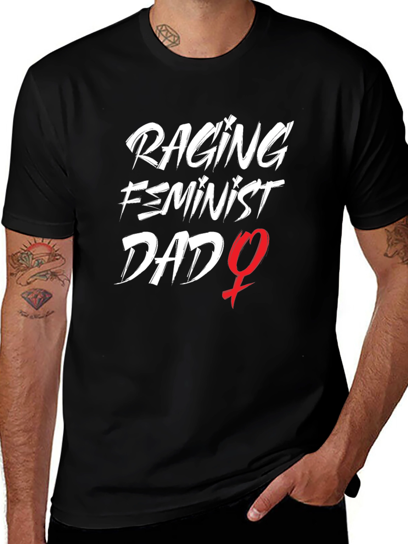 Raging Feminist Dad Graphic Tee - Black Cotton T-Shirt