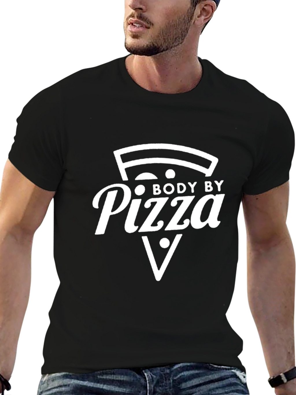 Body By Pizza Black Graphic T-Shirt