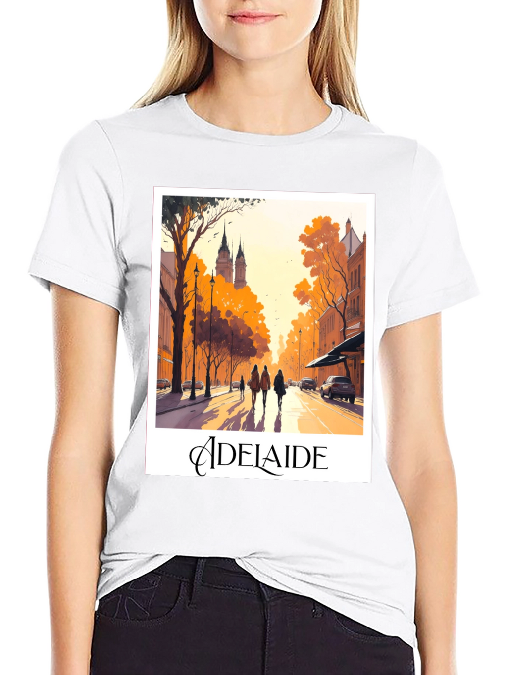 Adelaide Cityscape Black T-Shirt
