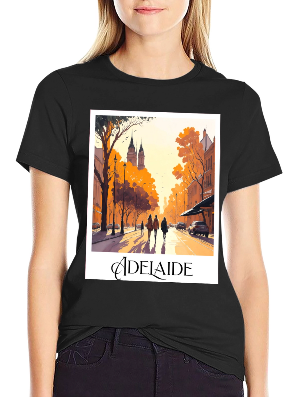 Adelaide Cityscape Black T-Shirt