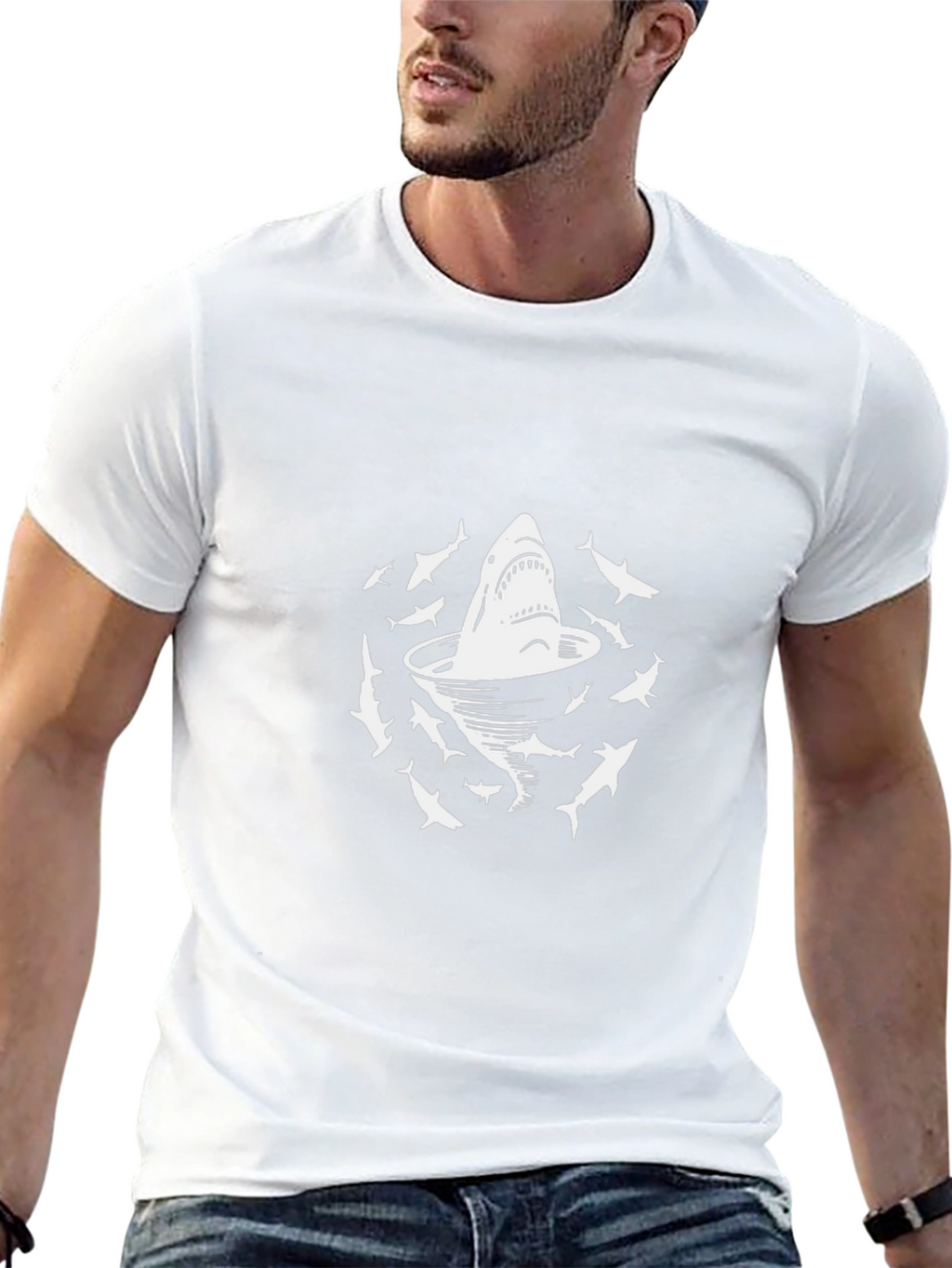 Shark Cocktail T-Shirt - Black Cotton Graphic Tee