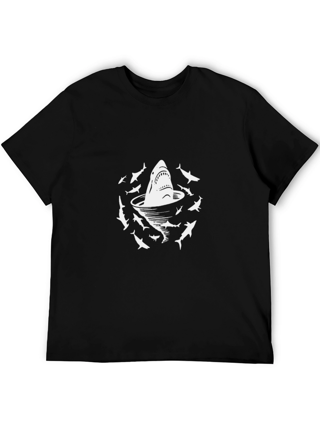 Shark Cocktail T-Shirt - Black Cotton Graphic Tee
