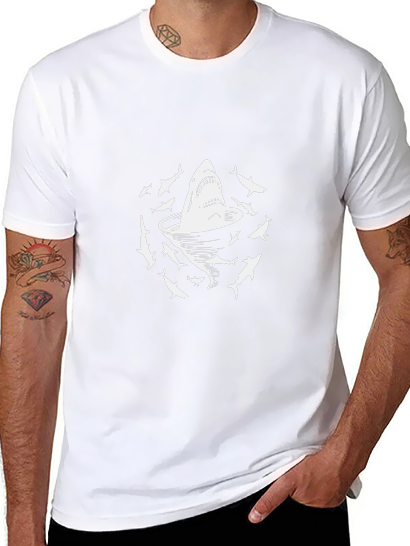 Shark Cocktail T-Shirt - Black Cotton Graphic Tee