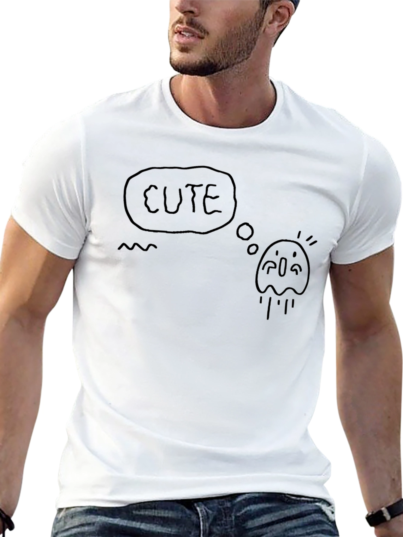 Cute Ghost Graphic Black T-Shirt
