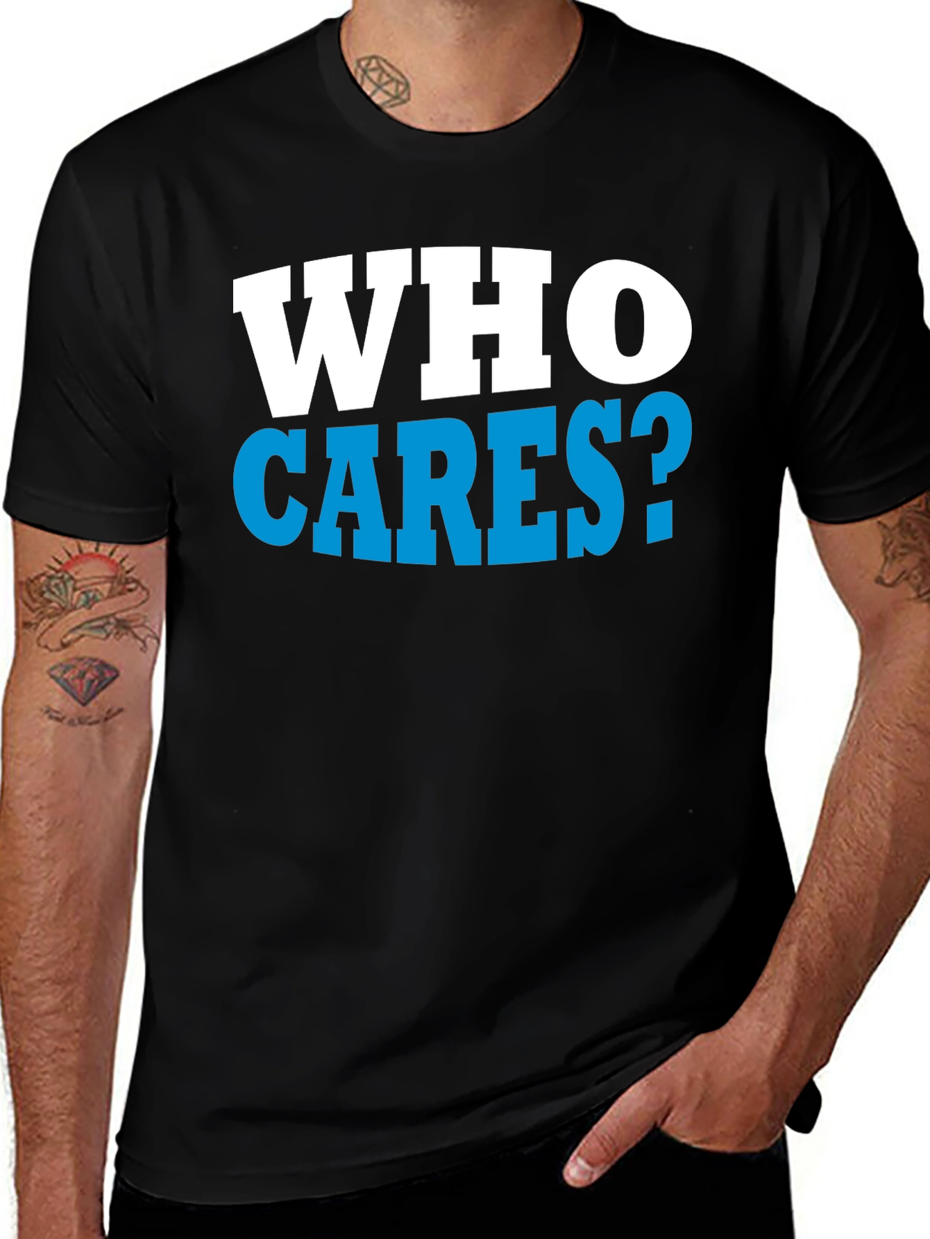 Who Cares? Graphic Print Black T-Shirt