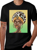 Black T-Shirt with African Queen Graphic