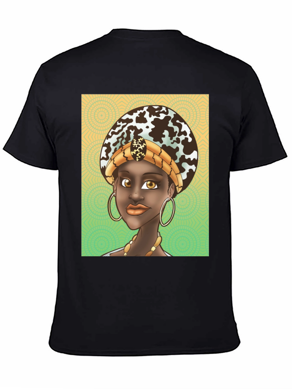 Black T-Shirt with African Queen Graphic