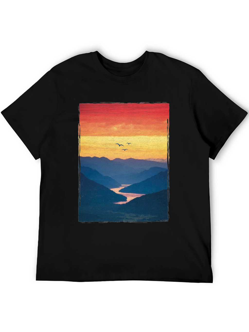Sunset Mountain River Graphic Tee