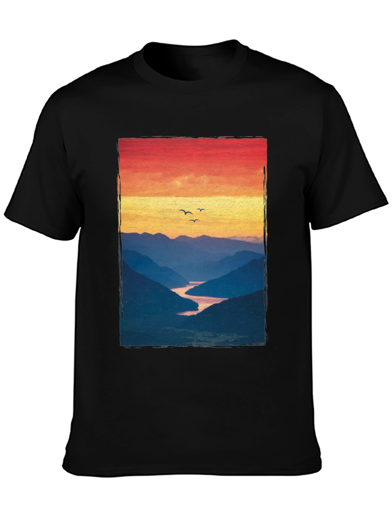 Sunset Mountain River Graphic Tee