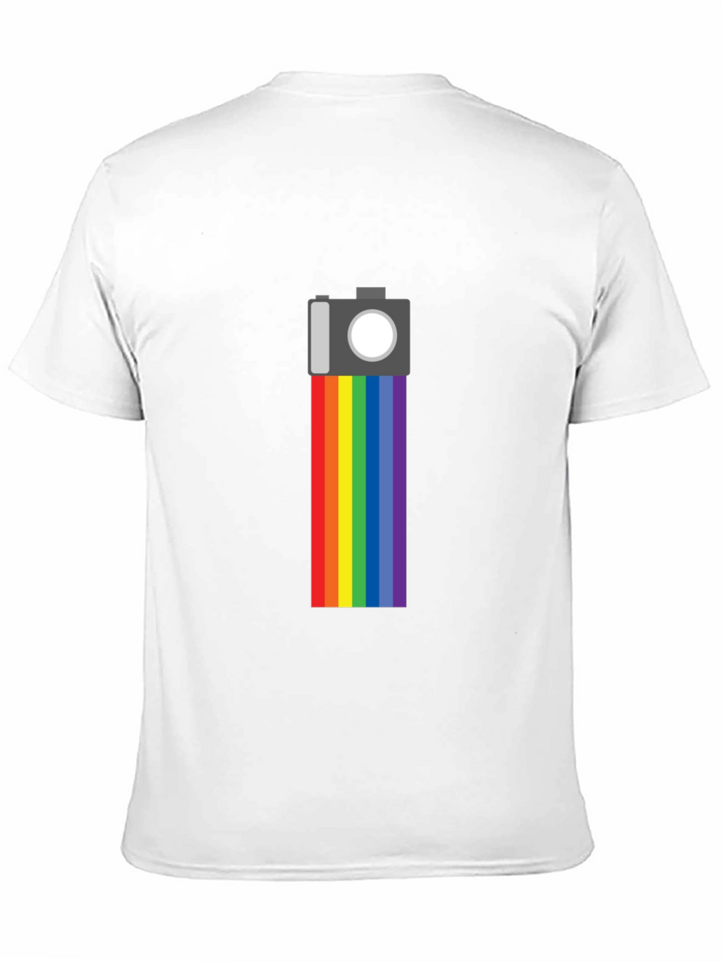 Rainbow Camera Graphic Tee - Black Cotton Shirt