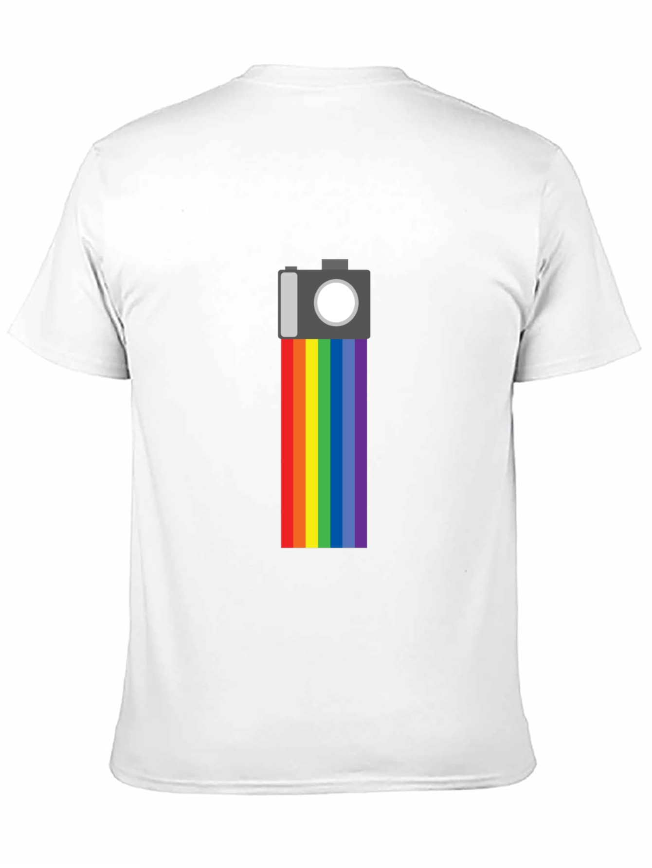Rainbow Camera Graphic Tee - Black Cotton Shirt