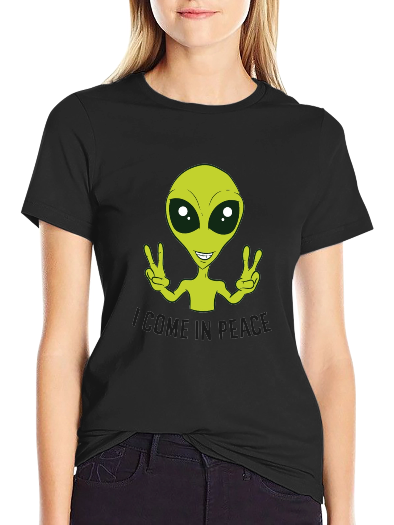Peace Alien Graphic Tee - Black