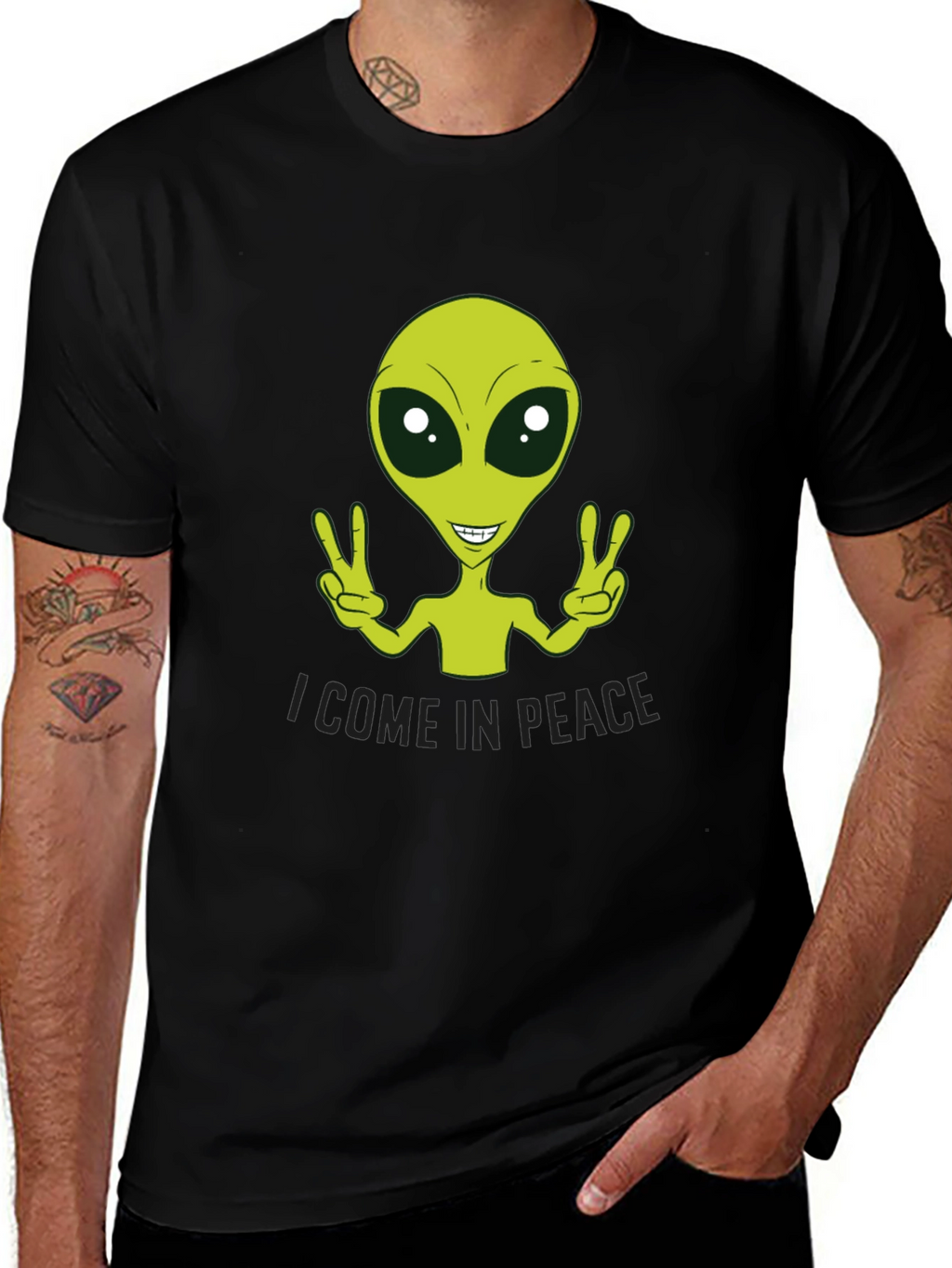 Peace Alien Graphic Tee - Black
