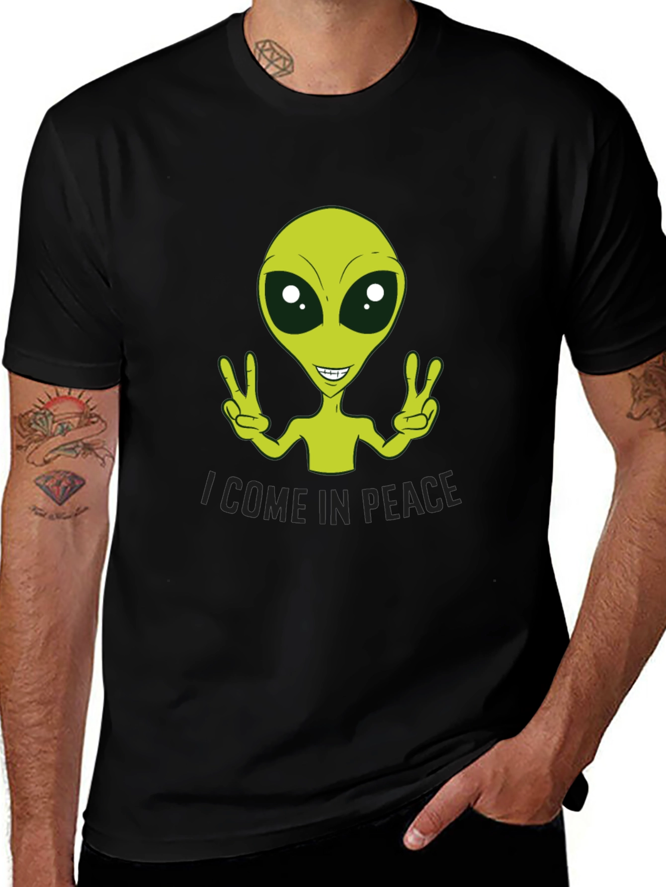 Peace Alien Graphic Tee - Black