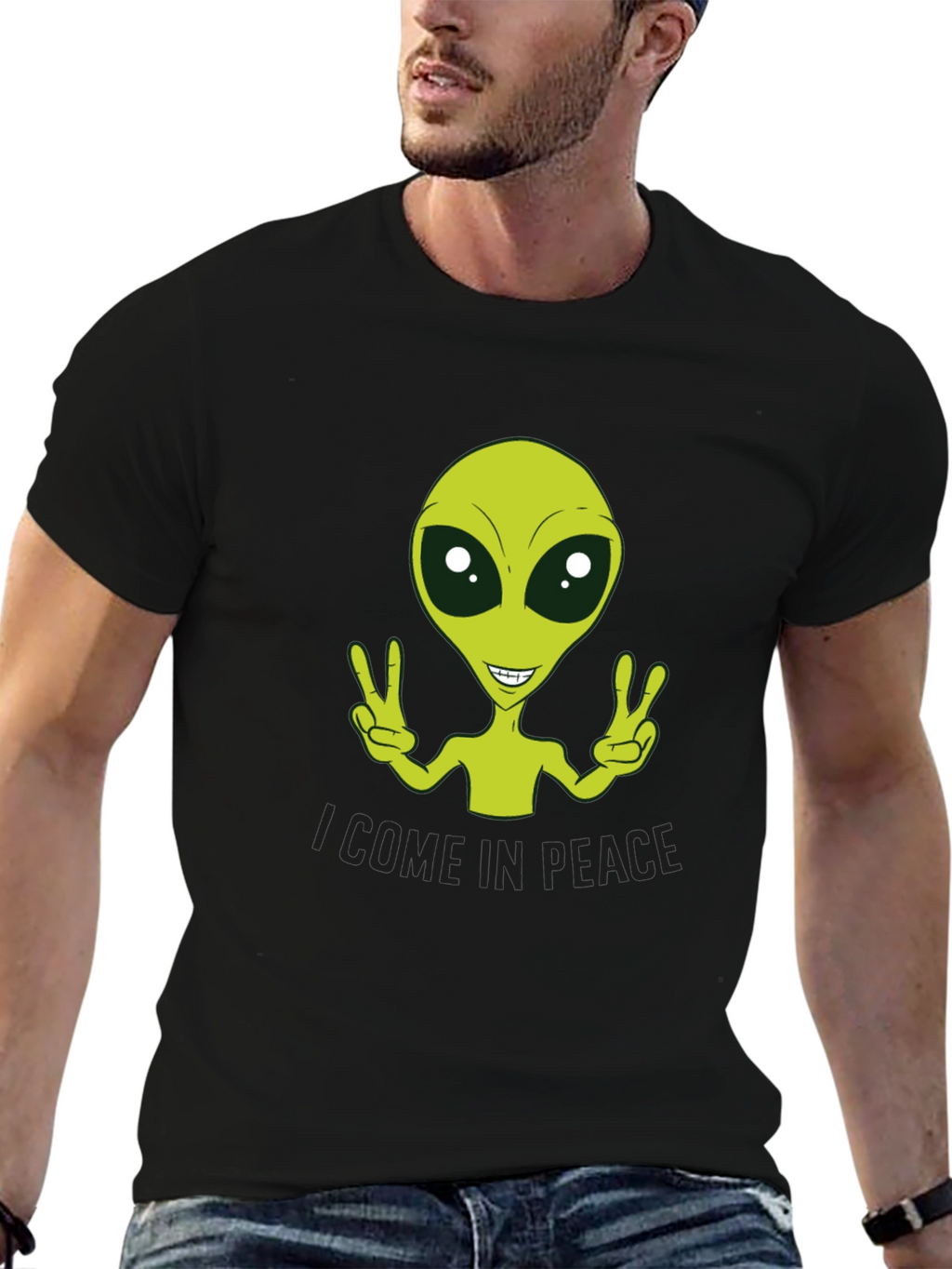 Peace Alien Graphic Tee - Black
