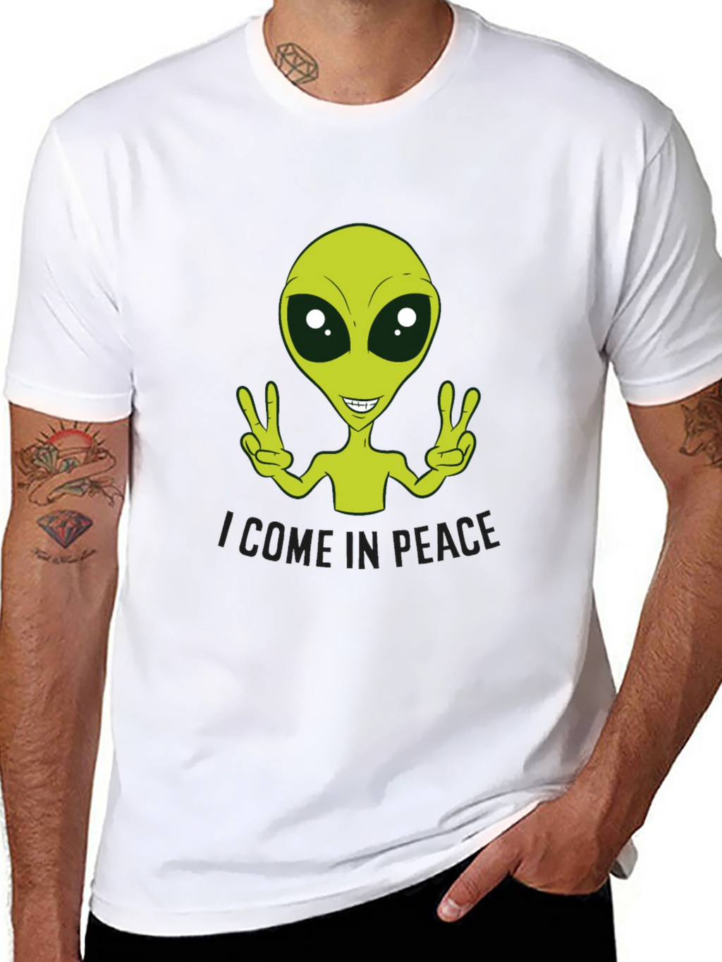 Peace Alien Graphic Tee - Black