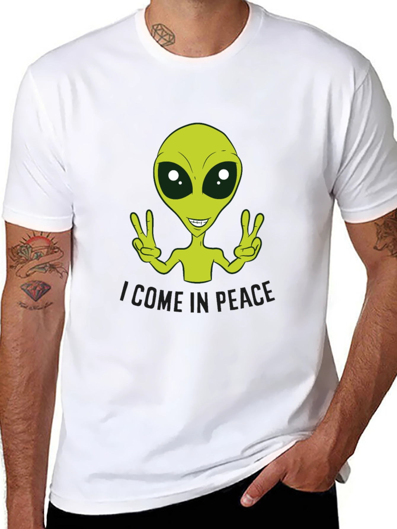 Peace Alien Graphic Tee - Black