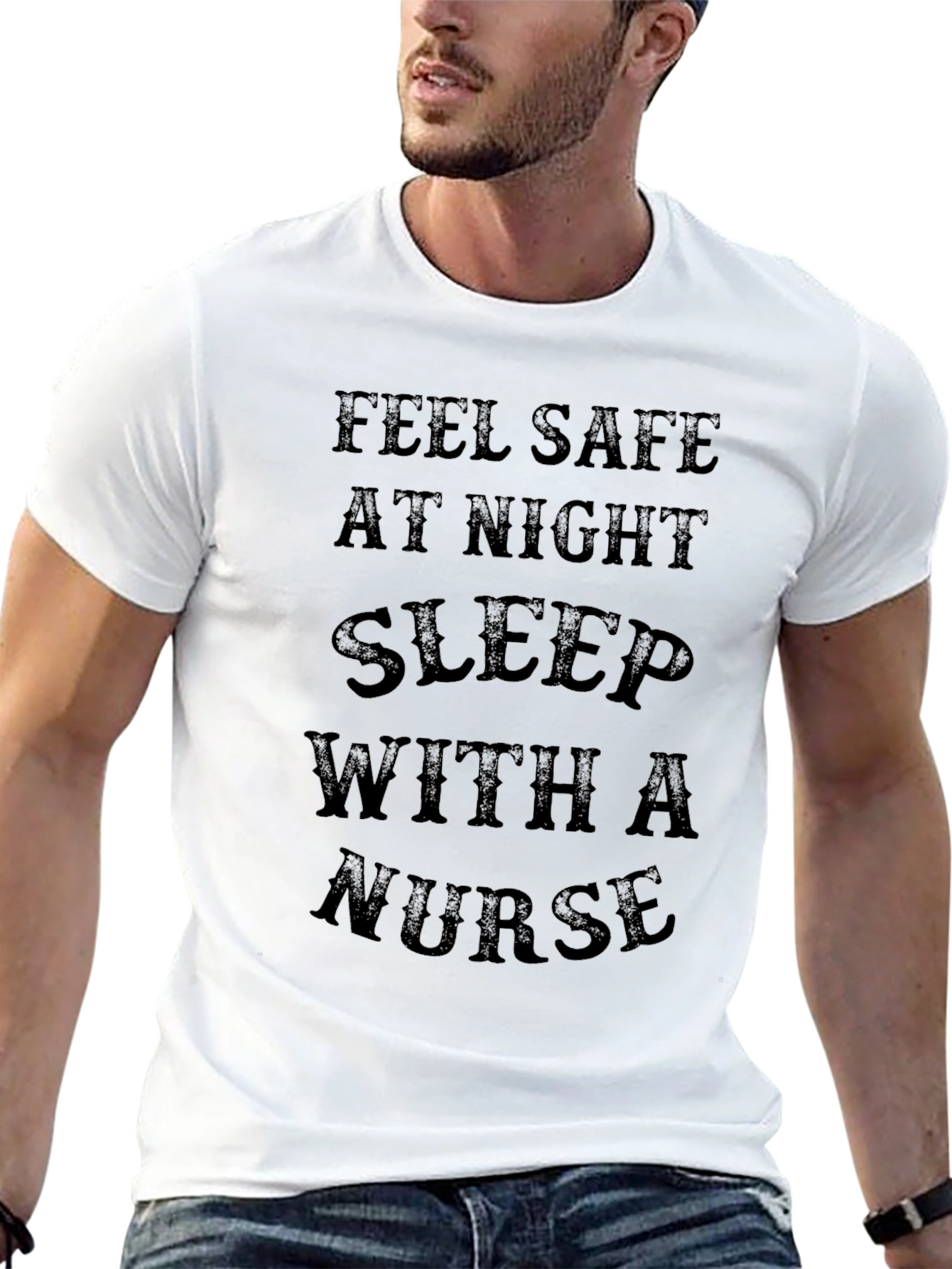 Feel Safe Sleep with a Nurse Black Tee