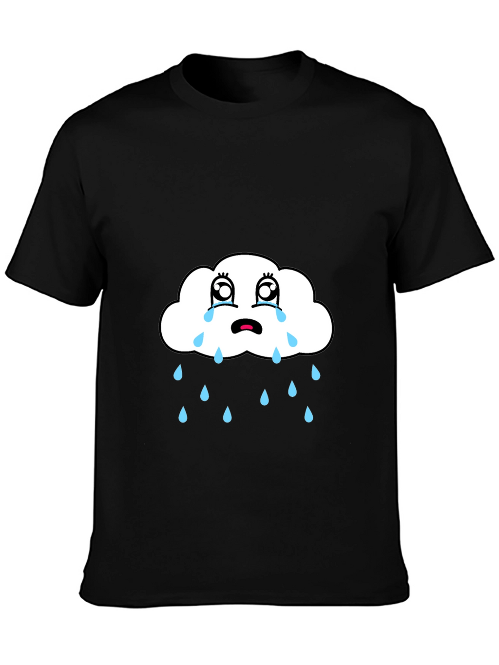 Sad Cloud Graphic Tee - Black Cotton T-Shirt