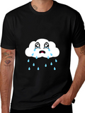 Sad Cloud Graphic Tee - Black Cotton T-Shirt