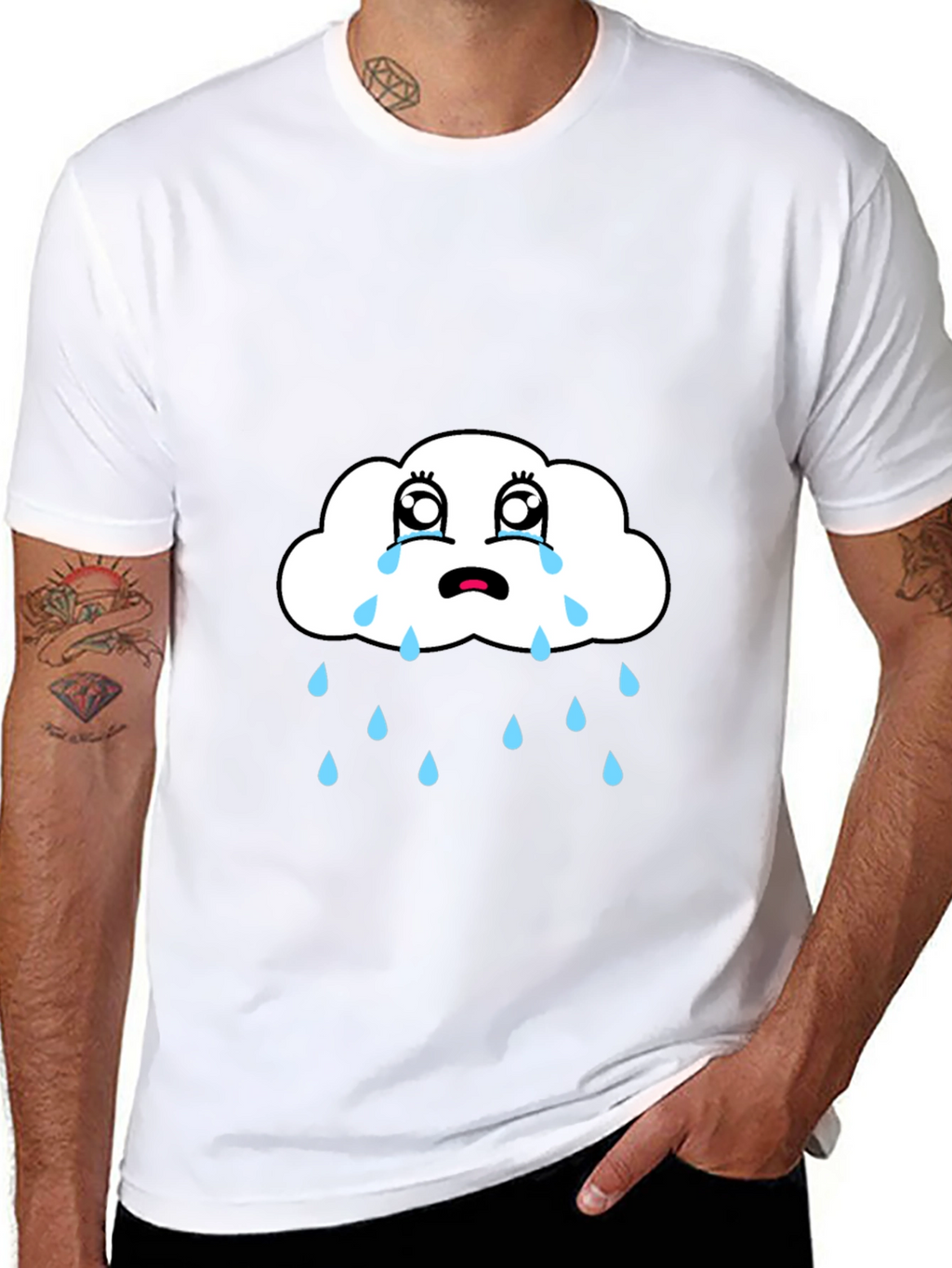 Sad Cloud Graphic Tee - Black Cotton T-Shirt