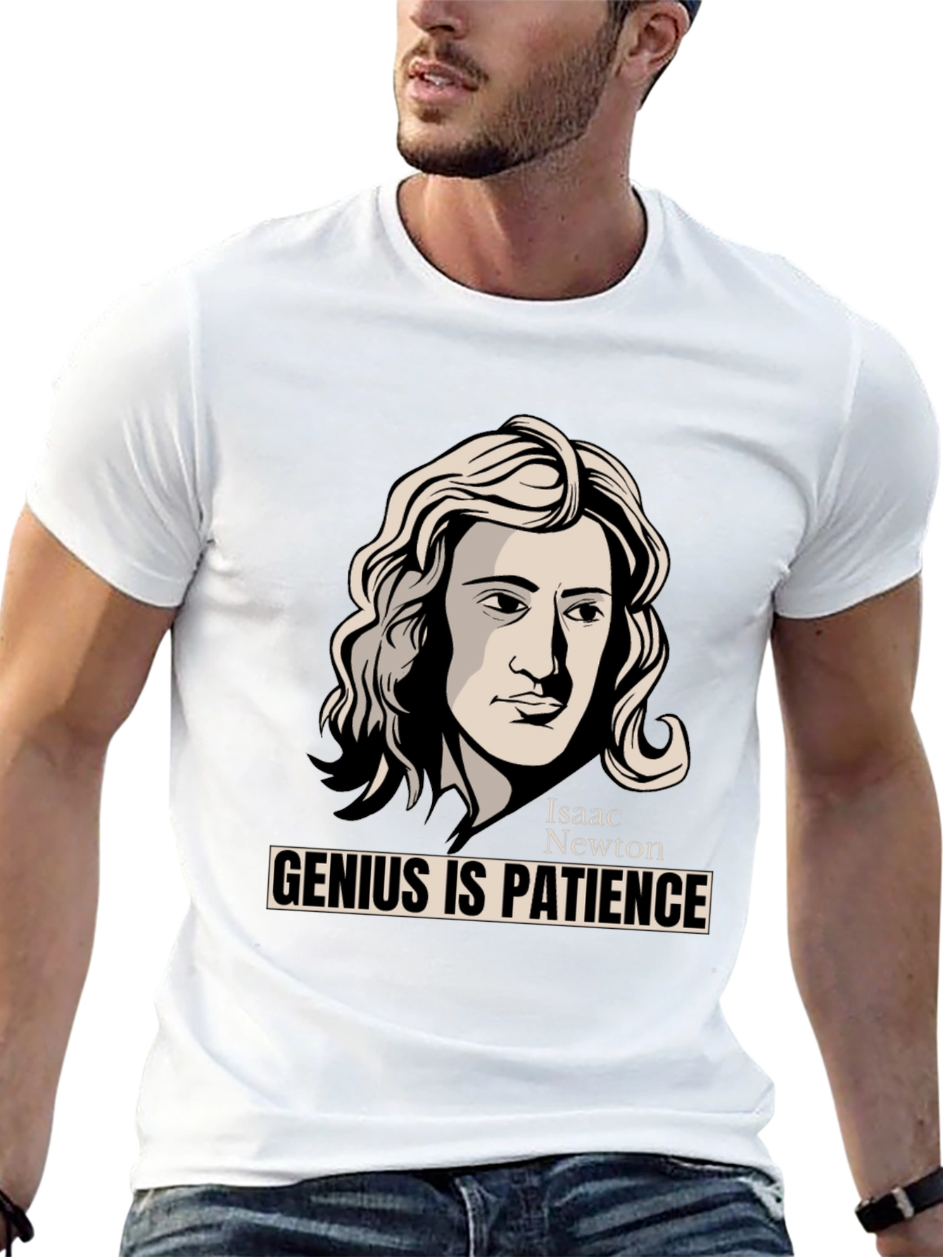 Isaac Newton Genius is Patience Graphic Tee