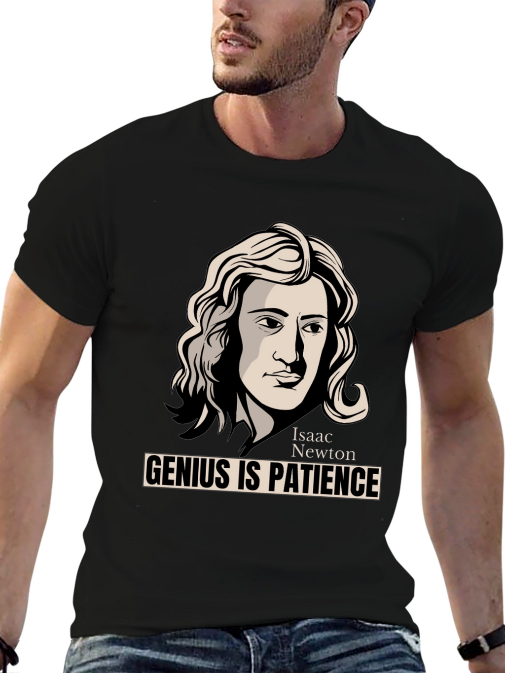 Isaac Newton Genius is Patience Graphic Tee