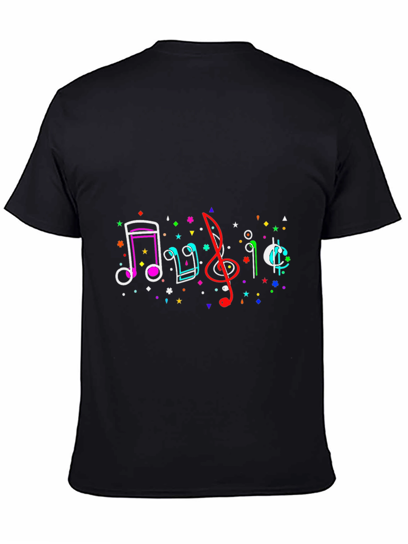 Musical Notes Graphic Tee - Black Casual T-Shirt