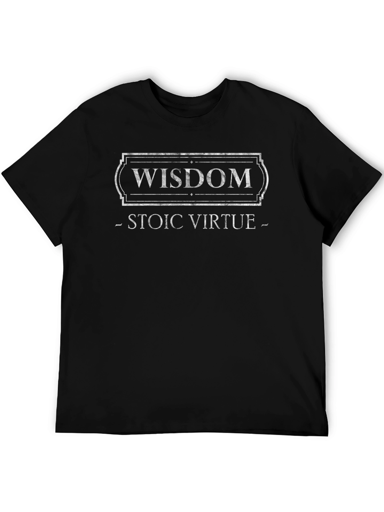 Wisdom Stoic Virtue Graphic Black T-Shirt
